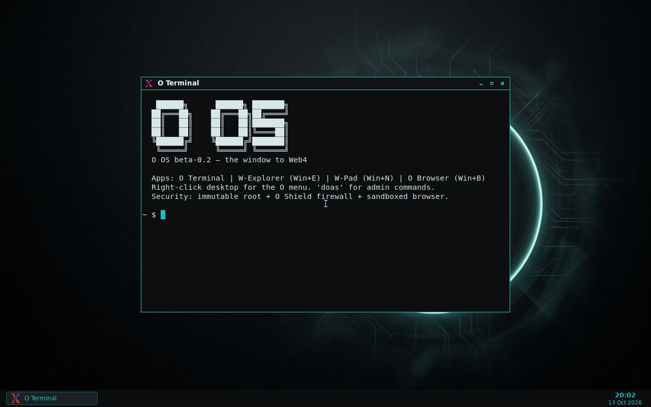 O OS real desktop screenshot